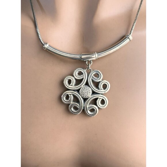 Brighton Celtic Collar Necklace Interlok Medallion Swarovski Crystal Reversible - Picture 3 of 5